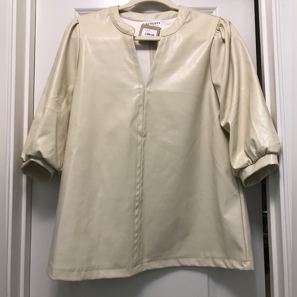NWT First Love Faux Leather Top - Picture 2 of 6